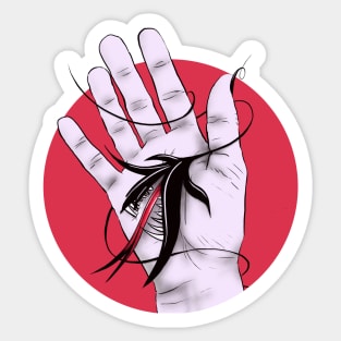 Creepy Art Weird Gothic Hand Biting Flower Monster Sticker